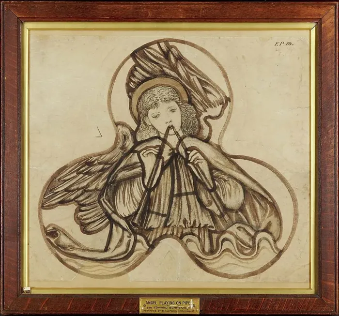 Framed Print : Angel playing on pipes, 1862-3. Creator: Sir Edward Coley Burne-Jones Framed Print : Angel playing on pipes, 1862-3. Creator: Sir Edward Coley Burne-Jones