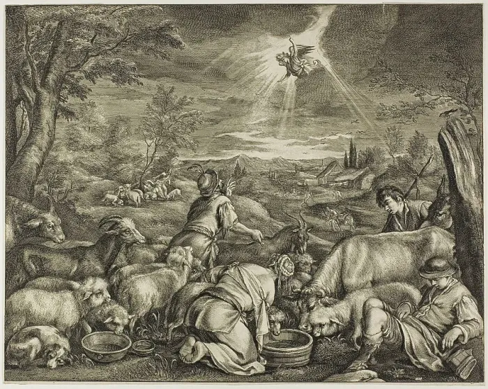 Framed Print : The Angel Promising the Land of Sichem to Abraham, n.d. Creator: Cornelis de Visscher Framed Print : The Angel Promising the Land of Sichem to Abraham, n.d. Creator: Cornelis de Visscher