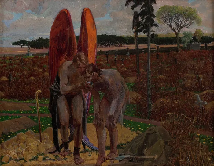 Framed Print : Behind the Angel (right part of the triptych), 1901. Creator: Jacek Malczewski Framed Print : Behind the Angel (right part of the triptych), 1901. Creator: Jacek Malczewski