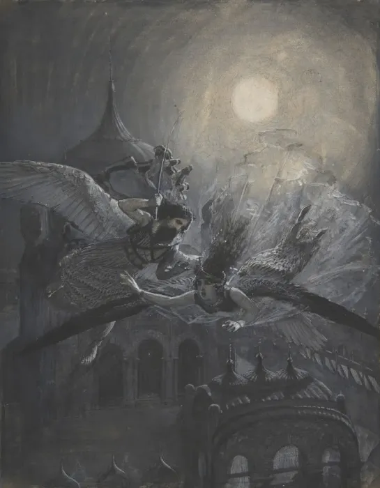 Framed Print : Angel Scourging a Harpy (recto); Athletic Scene (verso), ca. 1890. Creator: Anon Framed Print : Angel Scourging a Harpy (recto); Athletic Scene (verso), ca. 1890. Creator: Anon