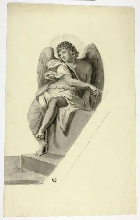 Framed Print : Angel Seated by Tomb, n. d. Creator: Elizabeth Murray