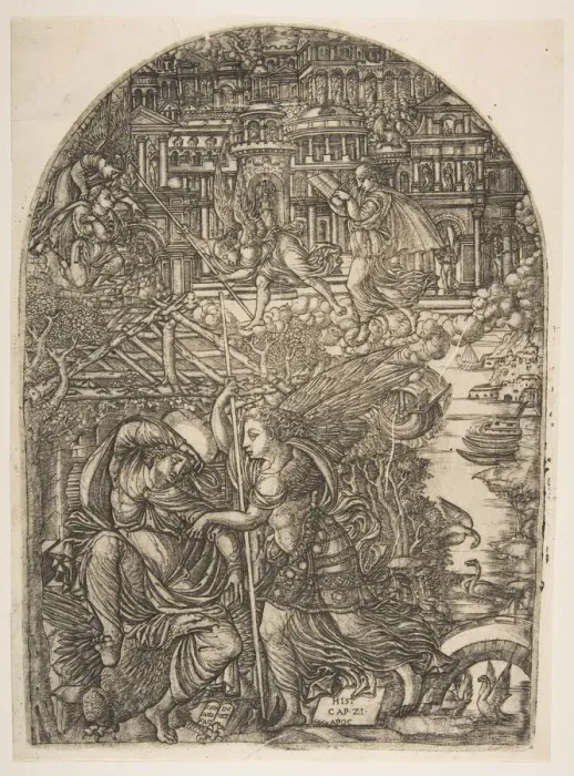 Framed Print : The Angel shows Saint John the New Jerusalem, from the Apocalypse. n. d Framed Print : The Angel shows Saint John the New Jerusalem, from the Apocalypse. n. d