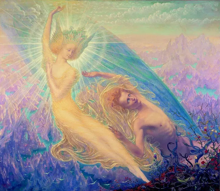 Framed Print : The Angel of Splendor, 1894. Creator: Delville, Jean (1867-1953) Framed Print : The Angel of Splendor, 1894. Creator: Delville, Jean (1867-1953)