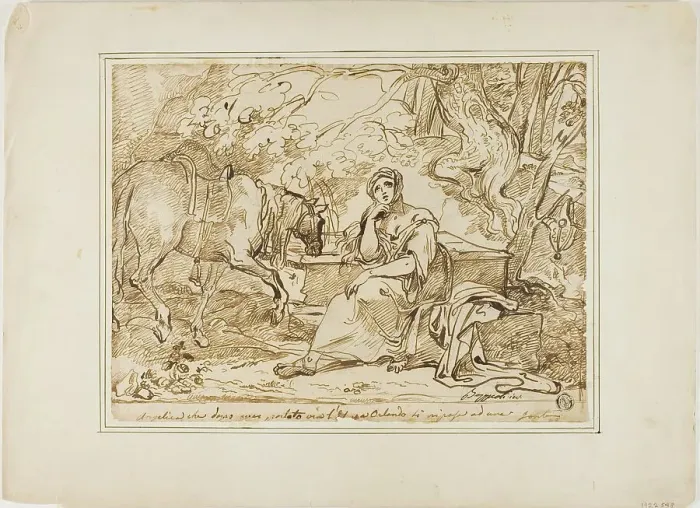 Framed Print : Angelica Resting at a Fountain, n.d. Creator: Giuseppe Bezzuoli Framed Print : Angelica Resting at a Fountain, n.d. Creator: Giuseppe Bezzuoli
