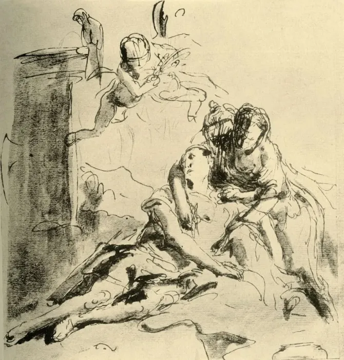 Framed Print : Angelica tends the Wounds of Medor, c1757, (1928). Artist: Giovanni Battista Tiepolo Framed Print : Angelica tends the Wounds of Medor, c1757, (1928). Artist: Giovanni Battista Tiepolo