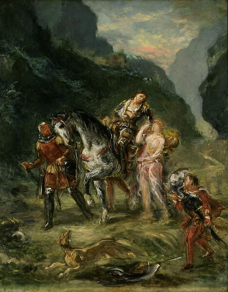 Angelica and the wounded Medoro, ca 1860. Artist: Delacroix, Eugene (1798-1863)