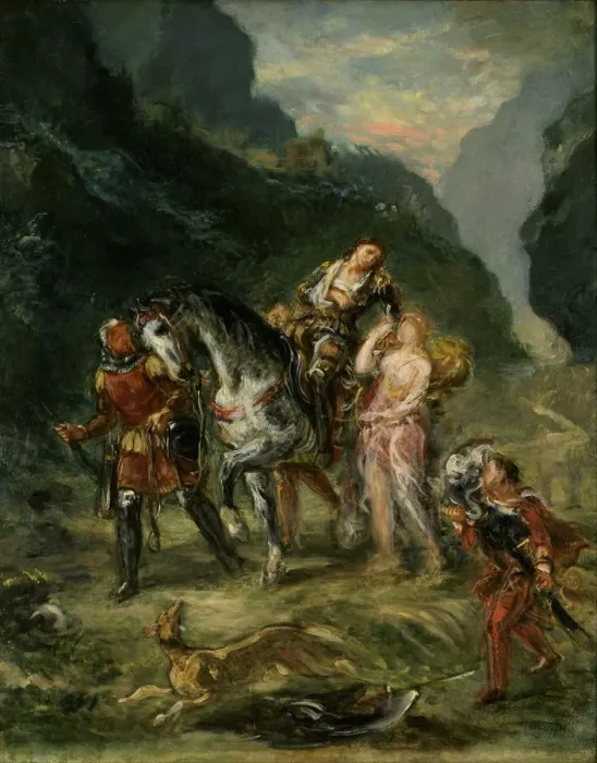 Framed Print : Angelica and the wounded Medoro, ca 1860. Artist: Delacroix, Eugene (1798-1863) Framed Print : Angelica and the wounded Medoro, ca 1860. Artist: Delacroix, Eugene (1798-1863)