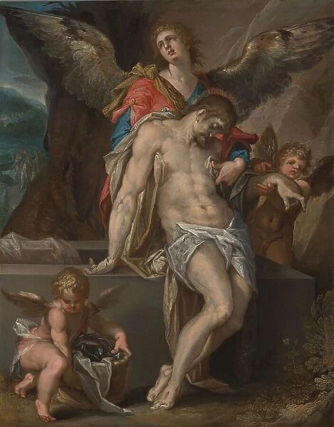 Angels carry the body of Christ - Pietà, c.1587. Creator: Bartholomeus Spranger