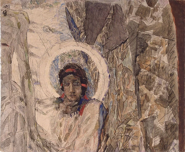 Angels Head, 1887. Artist: Vrubel, Mikhail Alexandrovich (1856-1910)
