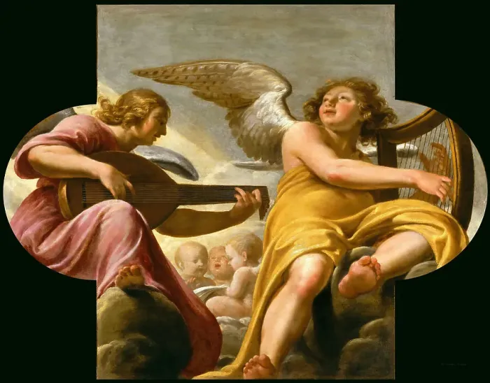 Framed Print : Two Angels Making Music, 1648. Creator: Champaigne, Philippe, de (1602-1674) Framed Print : Two Angels Making Music, 1648. Creator: Champaigne, Philippe, de (1602-1674)