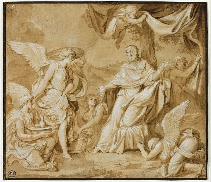 Framed Print : Angels Ministering to Christ, mid-17th century. Creator: Louis Licherie de Beuron Framed Print : Angels Ministering to Christ, mid-17th century. Creator: Louis Licherie de Beuron