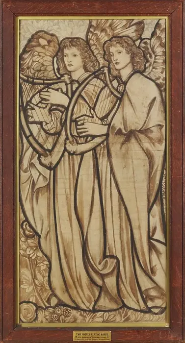 Framed Print : Angels playing harps, 1862. Creator: Sir Edward Coley Burne-Jones Framed Print : Angels playing harps, 1862. Creator: Sir Edward Coley Burne-Jones