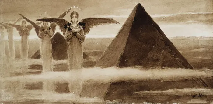Framed Print : The Angels of the Pyramids. Artist: Kotarbinsky, Vasilii (Wilhelm) Alexandrovich (1849-1921) Framed Print : The Angels of the Pyramids. Artist: Kotarbinsky, Vasilii (Wilhelm) Alexandrovich (1849-1921)