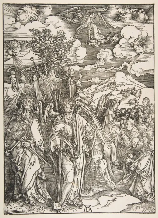 Framed Print : Angels Restraining the Four Winds. n. d. Creator: Albrecht Durer Framed Print : Angels Restraining the Four Winds. n. d. Creator: Albrecht Durer