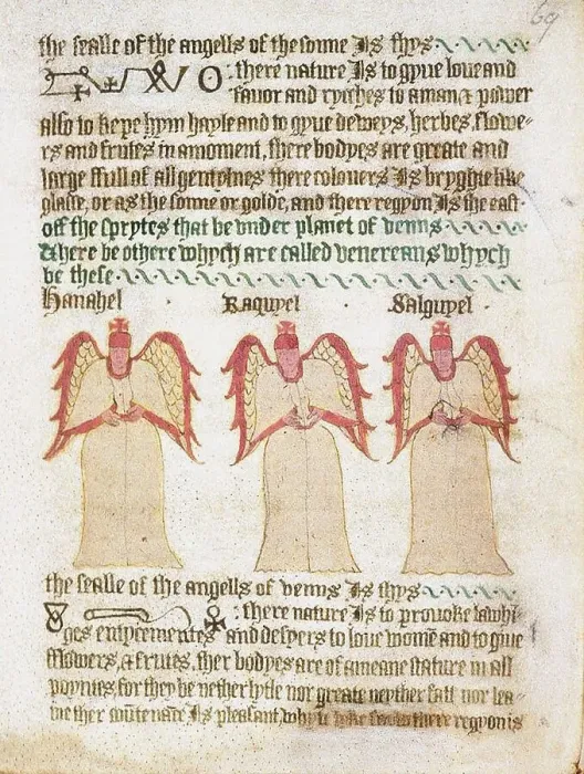 Framed Print : Angels of Saturn, Jupiter, Mars, Sun and Venus, 15th century. Creator: Unknown artist Framed Print : Angels of Saturn, Jupiter, Mars, Sun and Venus, 15th century. Creator: Unknown artist