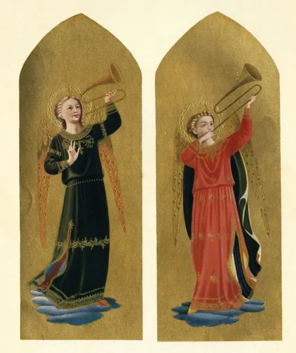 Framed Print : Two Angels with Trumpets, 15th century, (c1909). Artist: Fra Angelico Framed Print : Two Angels with Trumpets, 15th century, (c1909). Artist: Fra Angelico