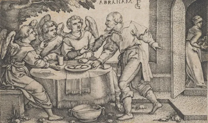 Framed Print : The Three Angels Visiting Abraham, from The Story of Abraham. Creator: Georg Pencz Framed Print : The Three Angels Visiting Abraham, from The Story of Abraham. Creator: Georg Pencz