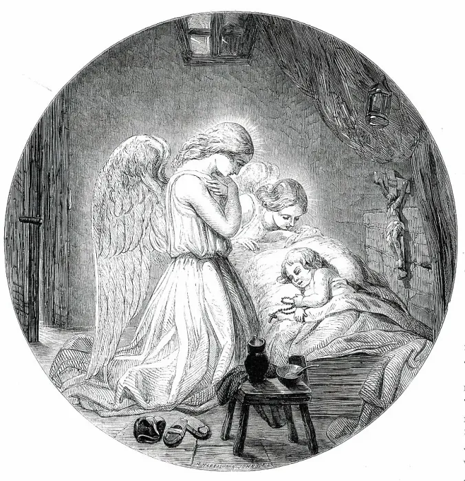 Framed Print : The Angels Whisper - painted by J. J. Jenkins, 1850. Creators: Horace Harral, K. Johnson Framed Print : The Angels Whisper - painted by J. J. Jenkins, 1850. Creators: Horace Harral, K. Johnson