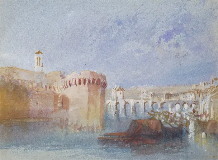 Framed Print : Angers: The Walls of the Doutre with the Tower of the Church of La Trinite, about 1826. Creator: JMW Turner Framed Print : Angers: The Walls of the Doutre with the Tower of the Church of La Trinite, about 1826. Creator: JMW Turner