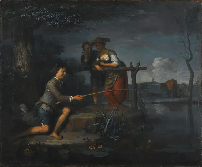 Framed Print : The Angler, 1700-1738. Creator: Carel de Moor Framed Print : The Angler, 1700-1738. Creator: Carel de Moor