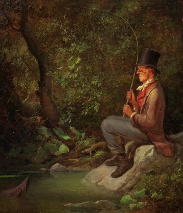 Framed Print : The angler at the forest stream, 1844. Creator: Spitzweg, Carl (1808-1885) Framed Print : The angler at the forest stream, 1844. Creator: Spitzweg, Carl (1808-1885)