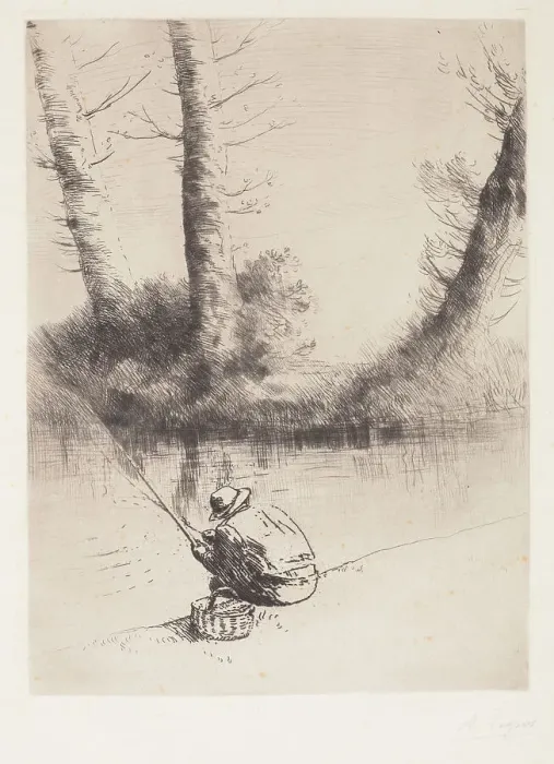 Framed Print : Angler (Le pêcheur à la ligne), 1877-1878. Creator: Alphonse Legros Framed Print : Angler (Le pêcheur à la ligne), 1877-1878. Creator: Alphonse Legros