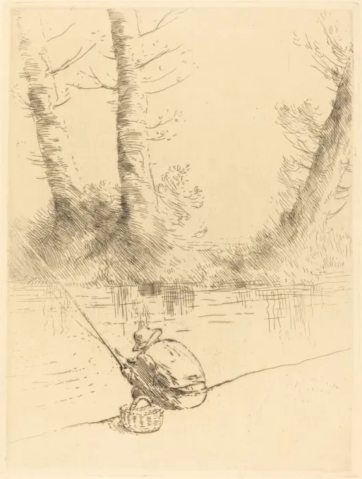 Framed Print : Angler (Le pecheur a la ligne). Creator: Alphonse Legros Framed Print : Angler (Le pecheur a la ligne). Creator: Alphonse Legros