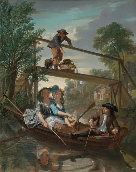 Framed Print : The anglers, c.1744. Creator: Nicolaas Verkolje Framed Print : The anglers, c.1744. Creator: Nicolaas Verkolje