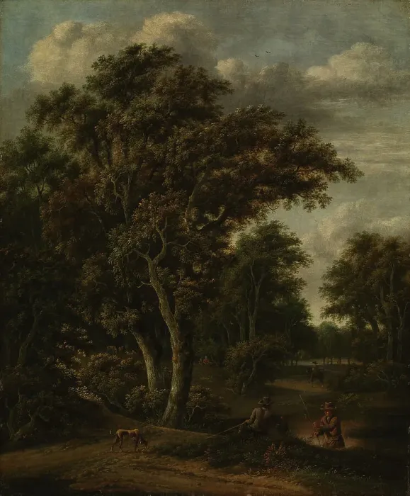 Framed Print : Anglers by a pond, c1670s. Creator: Jacob van Ruisdael Framed Print : Anglers by a pond, c1670s. Creator: Jacob van Ruisdael