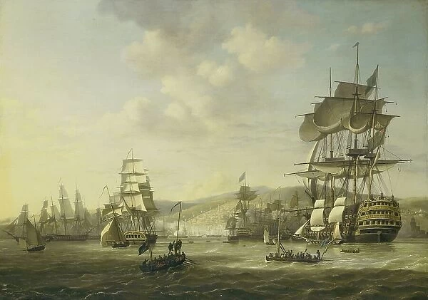 The Anglo-Dutch fleet in the Bay of Algiers... 26 August 1816, 1818. Creator: Nicolaus Baur