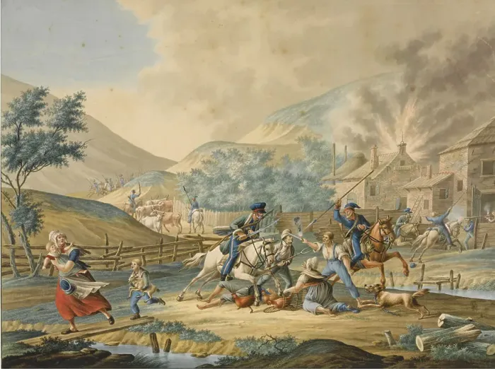 Framed Print : Anglo-Russian invasion of Holland in 1799. Artist: Anonymous Framed Print : Anglo-Russian invasion of Holland in 1799. Artist: Anonymous