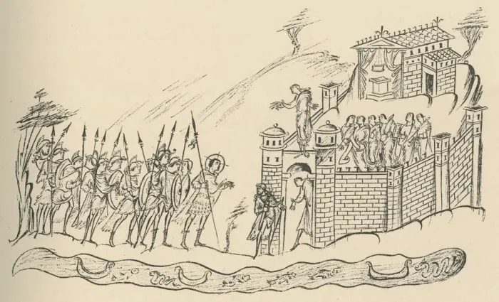 Framed Print : Anglo-Saxon Warriors Approaching a Fort, 1908 Framed Print : Anglo-Saxon Warriors Approaching a Fort, 1908