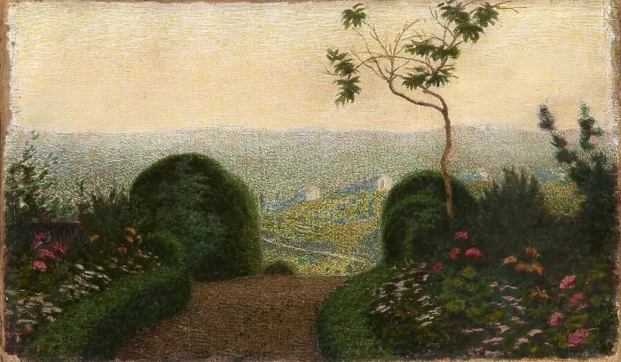Framed Print : Angolo di giardino (garden corner), 1909. Creator: Morbelli, Angelo (1853-1919)