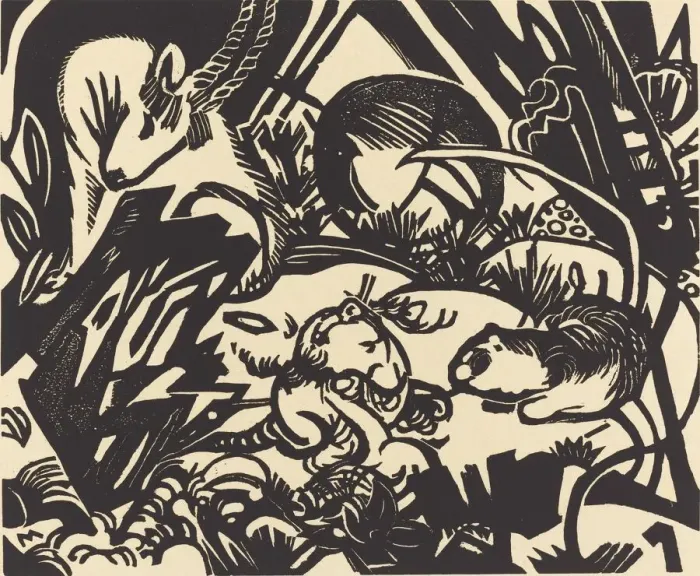 Framed Print : Animal Legend (Tierlegende), 1912. Creator: Franz Marc Framed Print : Animal Legend (Tierlegende), 1912. Creator: Franz Marc
