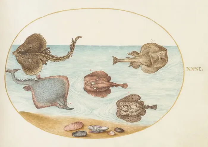 Framed Print : Animalia Aqvatilia et Cochiliata (Aqva): Plate XXXI, c. 1575 / 1580. Creator: Joris Hoefnagel Framed Print : Animalia Aqvatilia et Cochiliata (Aqva): Plate XXXI, c. 1575 / 1580. Creator: Joris Hoefnagel