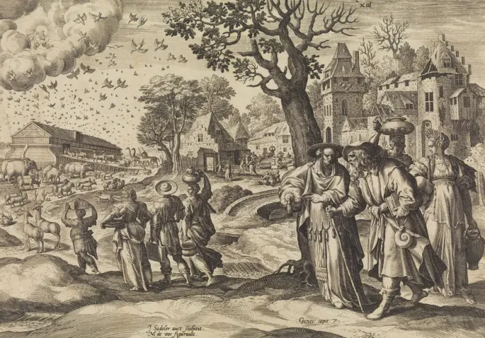 Framed Print : The Animals Going into the Ark from The Story of the Family of Seth, 1586 Creator: Johann Sadeler I Framed Print : The Animals Going into the Ark from The Story of the Family of Seth, 1586 Creator: Johann Sadeler I