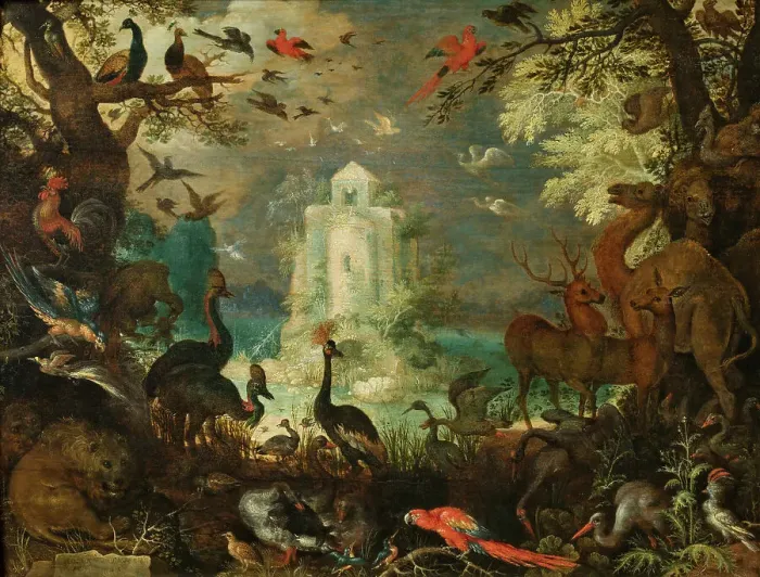 Framed Print : Animals in a Paradise Landscape, 1623. Creator: Savery, Roelant (1576-1639) Framed Print : Animals in a Paradise Landscape, 1623. Creator: Savery, Roelant (1576-1639)