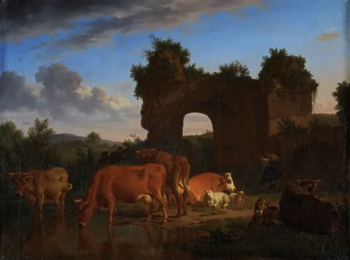 Framed Print : Animals at the river, between 1656 and 1672. Creator: Adriaen van de Velde Framed Print : Animals at the river, between 1656 and 1672. Creator: Adriaen van de Velde