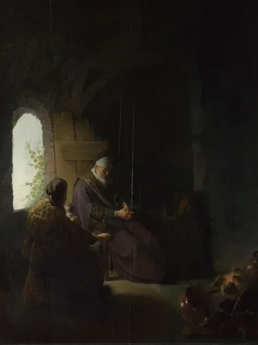 Framed Print : Anna and the Blind Tobit, c. 1630. Artist: Rembrandt van Rhijn (1606-1669) Framed Print : Anna and the Blind Tobit, c. 1630. Artist: Rembrandt van Rhijn (1606-1669)