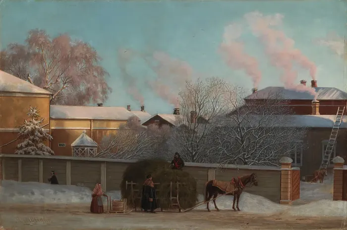 Framed Print : Annankatu on a Cold Winter Morning, 1868. Creator: Magnus von Wright Framed Print : Annankatu on a Cold Winter Morning, 1868. Creator: Magnus von Wright
