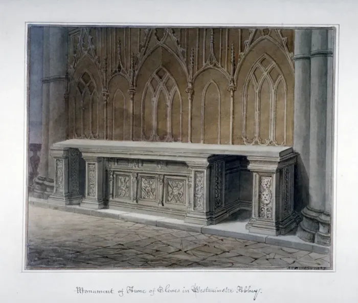 Framed Print : Anne of Cleves monument, Westminster Abbey, London, 1829 Framed Print : Anne of Cleves monument, Westminster Abbey, London, 1829