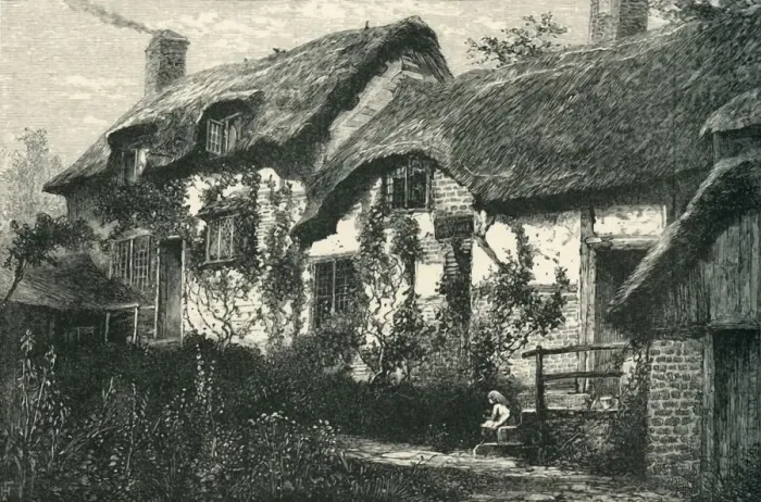 Framed Print : Anne Hathaways Cottage, c1870 Framed Print : Anne Hathaways Cottage, c1870