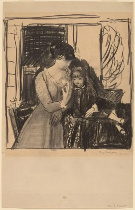 Framed Print : Anne and Her Mother, 1917. Creator: George Wesley Bellows Framed Print : Anne and Her Mother, 1917. Creator: George Wesley Bellows
