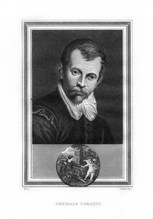 Framed Print : Annibale Carracci, Italian Baroque era painter, (1825). Artist: John Corner Framed Print : Annibale Carracci, Italian Baroque era painter, (1825). Artist: John Corner