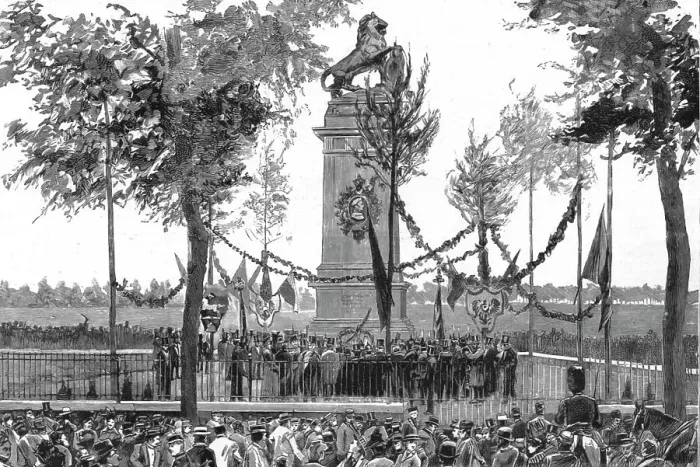 Framed Print : The Anniversary of the Battle of Waterloo; unveiling the statue at Quatre Bras in memory of Freder Creator: Unknown