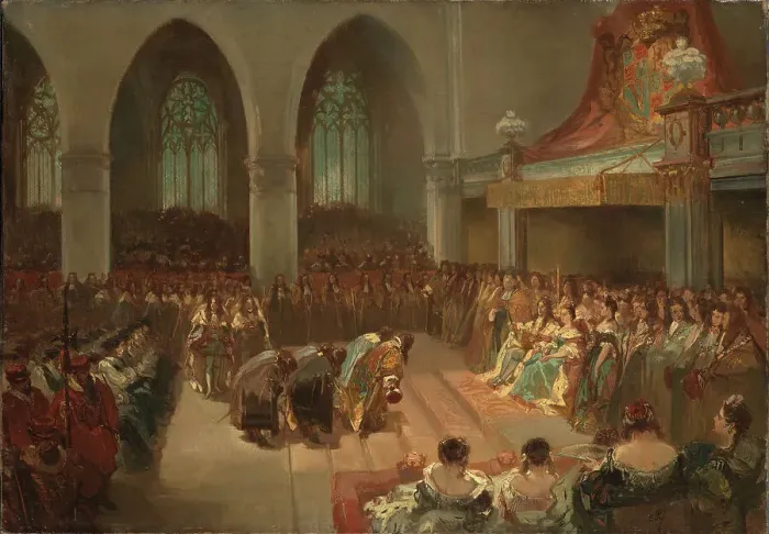 Framed Print : Anno 1689. The coronation of Wilhelm III. and Mary Stuart. Creator: Rochussen, Charles (1814-1894) Framed Print : Anno 1689. The coronation of Wilhelm III. and Mary Stuart. Creator: Rochussen, Charles (1814-1894)