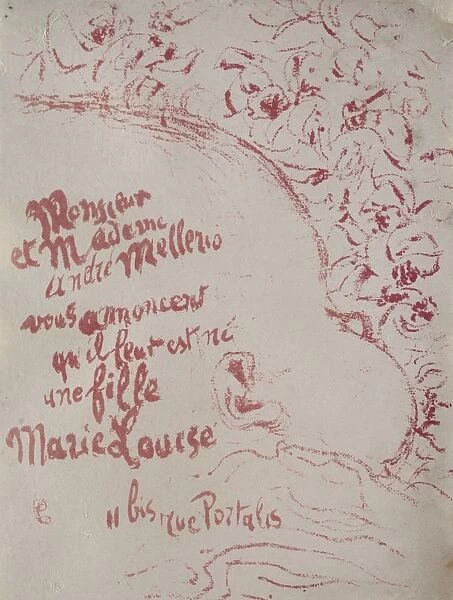 Announcement of a birth, 1898. Creator: Pierre Bonnard (French, 1867-1947)