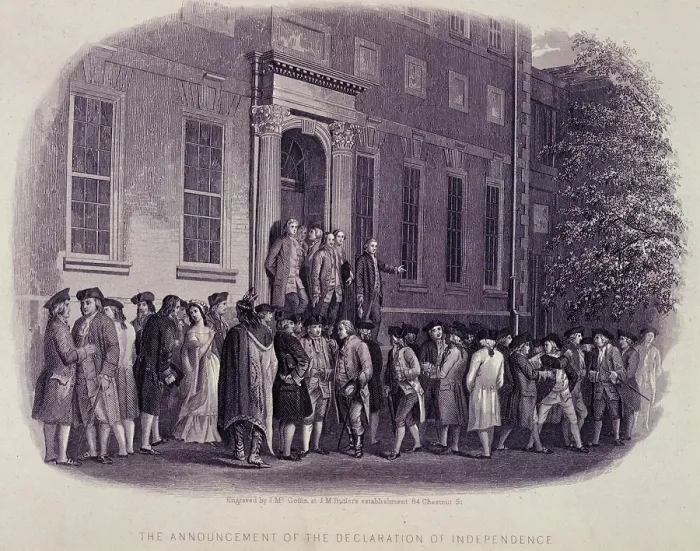 Framed Print : The Announcement of the Declaration of Independance, 1776, (c1856-c1859). Creators: J McGoffin, JM Butler Framed Print : The Announcement of the Declaration of Independance, 1776, (c1856-c1859). Creators: J McGoffin, JM Butler