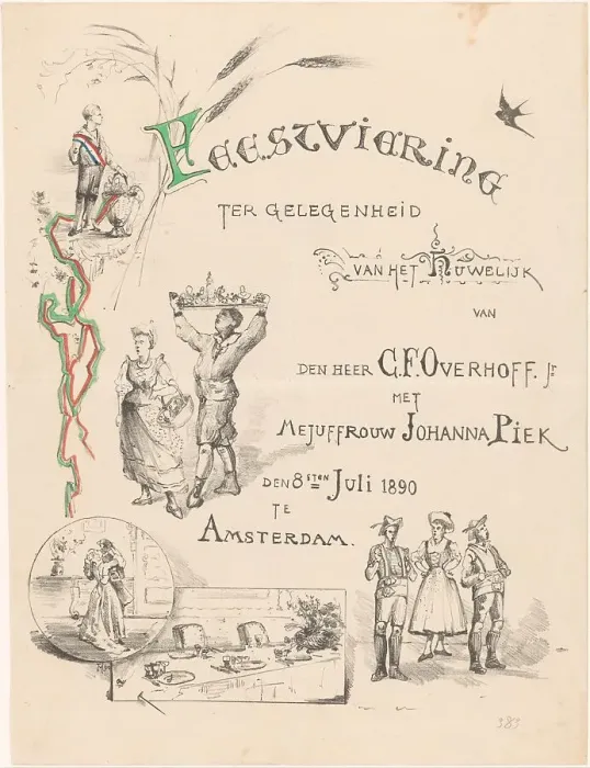 Framed Print : Announcement of wedding party, 1890. Creator: Theo van Hoytema Framed Print : Announcement of wedding party, 1890. Creator: Theo van Hoytema