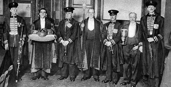 The annual ceremony of electing a new master to the Saddlers Company, London, 1926-1927